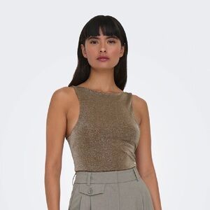 Only Onlamera Shimmery Bodysuit High Neck Sz XS